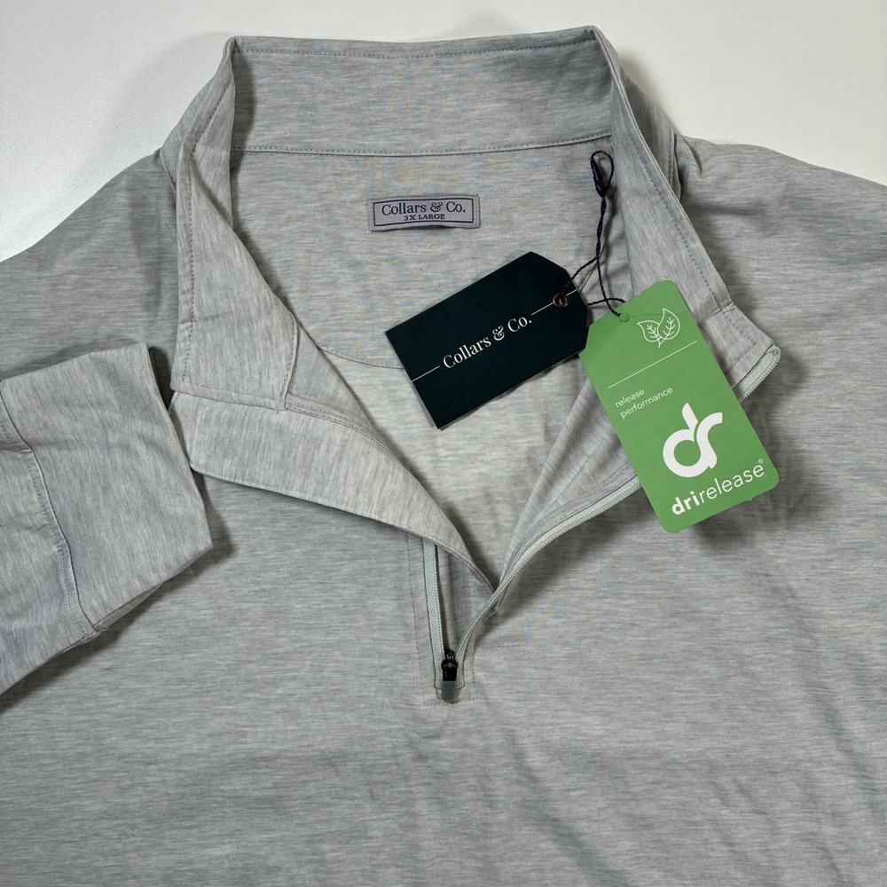 NEW Collars & Co Quarter Zip 3XL Pullover Gray Drirelease Lyocell Stretch